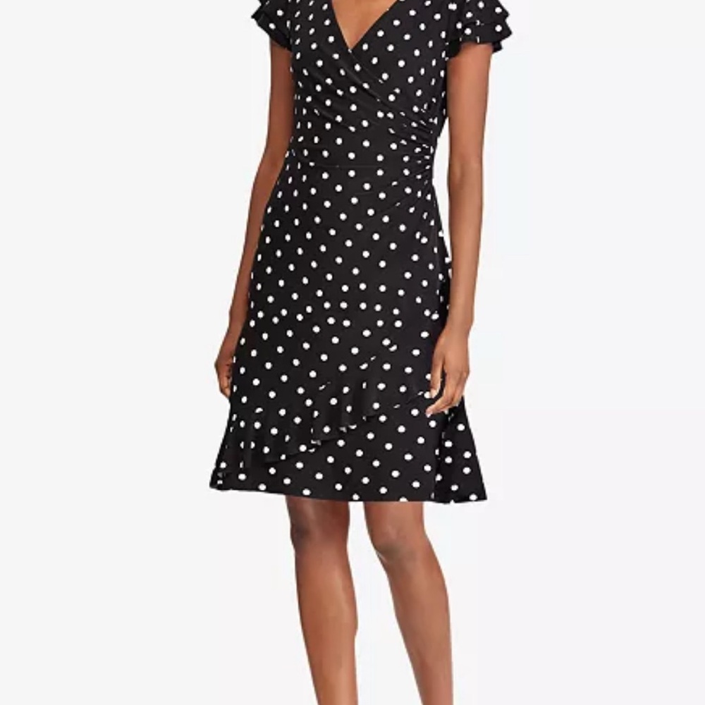 Ralph Lauren Black and White Polka Dot Midi Dress